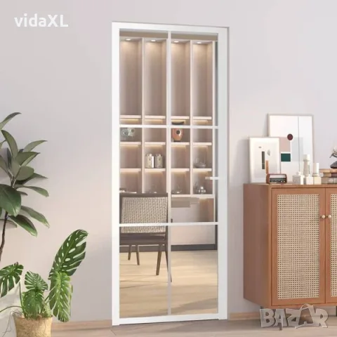 vidaXL Стъклена врата 83 x 201,5 cm Алуминий Бяло и Прозрачно（SKU: 350573）, снимка 2 - Интериорни врати - 56135383