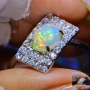 Сребърен пръстен с натурален Етиопски Опал и сертификат , снимка 3