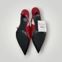 Red buckle slingback kitten heels, снимка 3