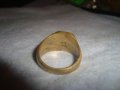 СТАР РЕТРО АРТ ДЕКО РЪЧНО ОРНАМЕНТИРАН ПОЗЛАТЕН ПРЪСТЕН от НЕРЪЖДАЕМА СТОМАНА с ПЕЧАТИ 585 14К 27573, снимка 7