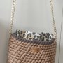Дамска плетена луксозна чанта , ръчно изработена , кафява, снимка 5