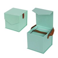 Подаръчна кутия с капак, кожени дръжки и магнитно закопчаване /2 в 1/, снимка 1 - Декорация за дома - 42251256
