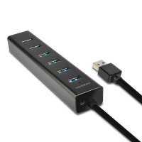 USB Хъб USB 3.0 Axagon HUE-SA7BP - 7 USB3.0 Порта и захранващ адаптер Fast charging , снимка 1 - Кабели и адаптери - 36930993