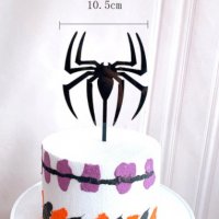Голям паяк Спайдърмен Spiderman Halloween черен акрил топер украса декор за торта табела рожден ден, снимка 1 - Други - 30286984