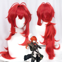 Аниме червена перука Diluc, снимка 13 - Аксесоари за коса - 44667070