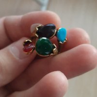 Красив дамски пръстен със разноцветни камъчета, снимка 2 - Пръстени - 35205869