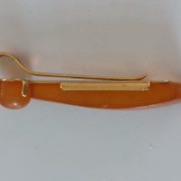 ССССР- позлатена игла за вратовръзка с натурален кехлибар, снимка 3 - Други - 40667358