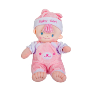 Платнена куклa за момиче, с дрънкалка, розово, 25см, снимка 1 - Кукли - 44512373
