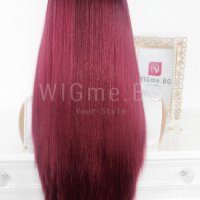 Дълга права червена перука с черни корени Джесика, снимка 2 - Аксесоари за коса - 37939335