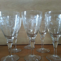 Ретро стъклени чаши гравирани , снимка 4 - Антикварни и старинни предмети - 44927625