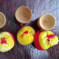 Трима дървени чичовци с вълнени шапки чашки, снимка 3 - Други ценни предмети - 38319864