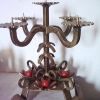 Стар голям свещник от ковано желязо за 5 свещи, снимка 3 - Антикварни и старинни предмети - 31669971