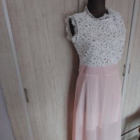 Официална дълга рокля в розово с бяла дантела - 24,00лв., снимка 7 - Рокли - 30624516
