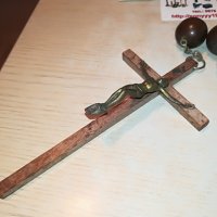дървен кръст с христос и ланец-1.2метра, снимка 1 - Колекции - 29266925