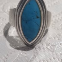 Vintage сребърен пръстен 925 с тюркоаз , снимка 1 - Пръстени - 44200326