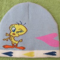 Детска  плетена шапка в млечен син цвят, нова, снимка 1 - Шапки, шалове и ръкавици - 38596005