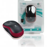 Мишка Безжична Logitech M185 Red Mini 1000dpi Червена Wireless Optical Mouse, снимка 2 - Клавиатури и мишки - 11412676