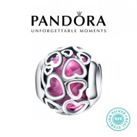 Талисман Пандора сребро проба 925 Pandora Lots of Hearts. Колекция Amélie, снимка 1 - Гривни - 37517114