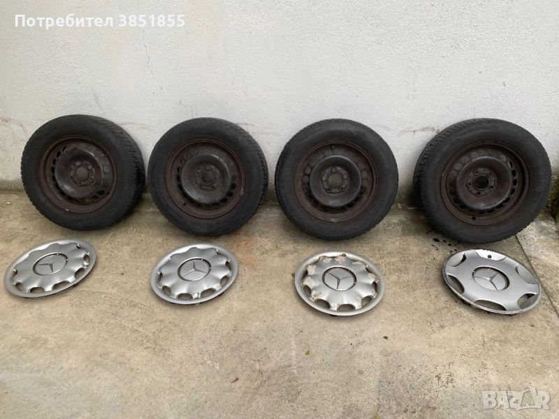 Зимни гуми 195/65/15 с джанти и тасове за Mercedes-Benz, снимка 1