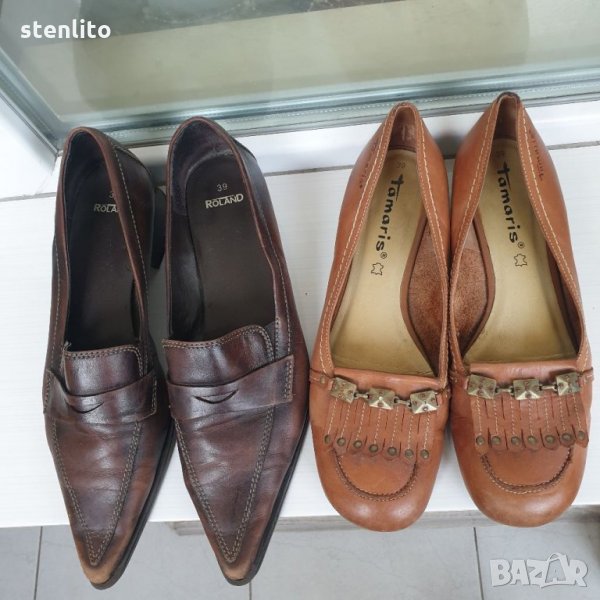 Два чифта дамски обувки естествена кожа 39 номер за 5 лева, снимка 1