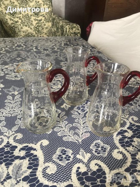 Стъклени кани и канички, порцеланови кани и плато за сервиране, снимка 1