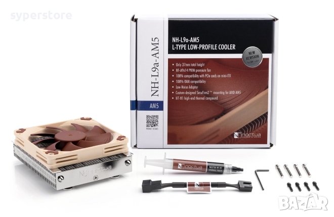 Охладител за процесор Noctua NH-L9a-AM5 120мм Лагер SSO2 AMD AM5 процесори, снимка 1