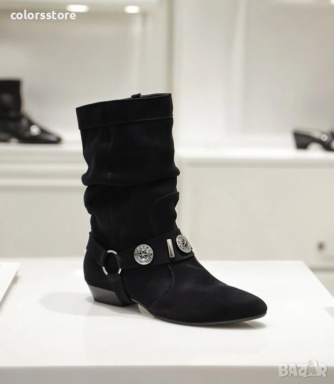 Равни боти - черен велур - DKL15 , снимка 1