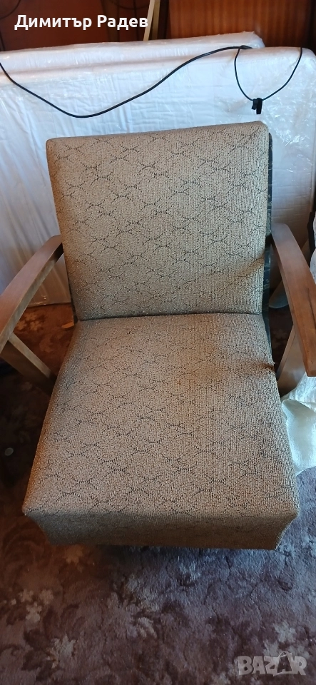 РЕТРО 2 БР КРЕСЛА--ТАПИЦИРАНИ Р-РИ СЕДАЛ. ЧАСТ Ш-50-Д 60 см--овщ. височ на гърба 80 см, снимка 1