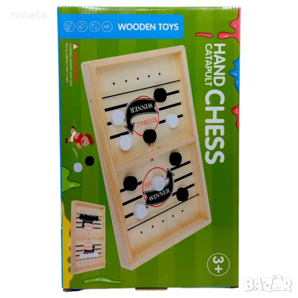 Интерактивна игра  тип хокей, дървена, 35 х 22 см, многоцветна, снимка 1