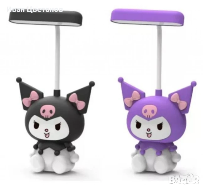 Акумулаторна LED нощна лампа Kuromi / My Melody с USB – Лилава / Черна, снимка 1