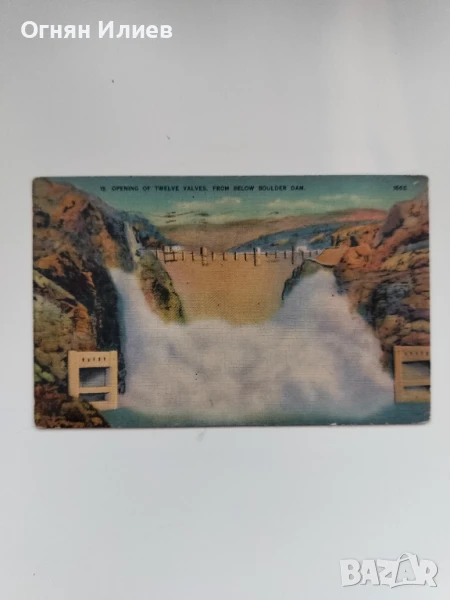 Стара пощенска картичка на язовир ,,Boulder", р. Колорадо, САЩ, 1938г., снимка 1