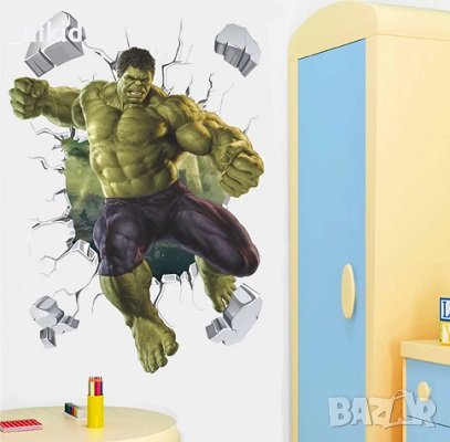 Хълк Hulk чупи стена стикер за стена лепенка самозалепващ за детска стая, снимка 1