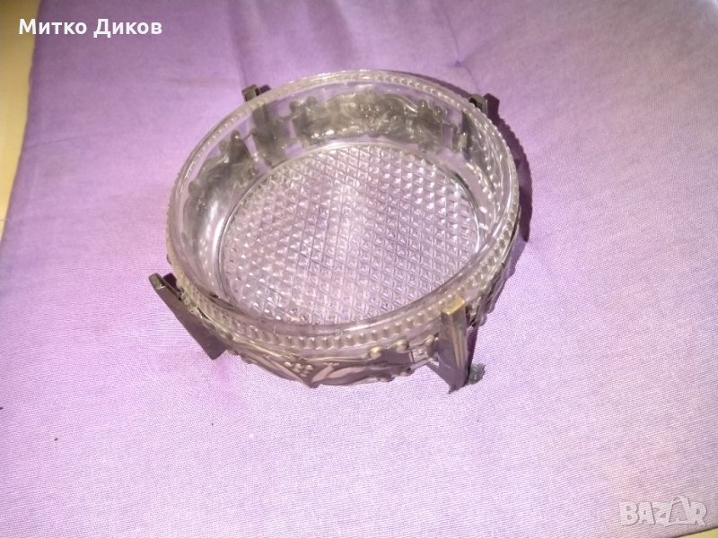 Кристална фруктиера за бонбони -ядки и други с метална инкрустация, снимка 1