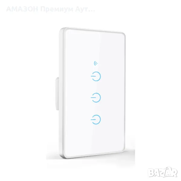 WiFi стенен троен превключвател за осветление Maxcio гласово/дистанционно/сензорно управление,Alexa, снимка 1