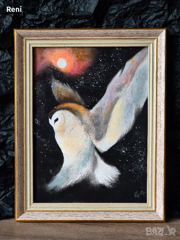 Нощ, картина въглен, оригинал, снимка 1