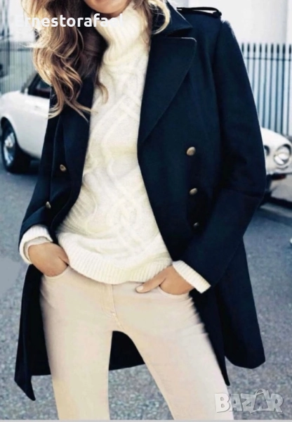 Вълнено палто h&m, черно, снимка 1