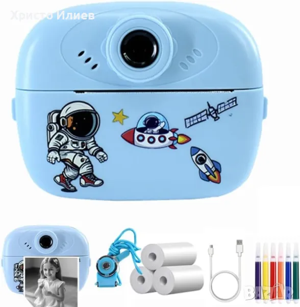 Детска камера с функция за печат Детски фотоапарат с дисплей за моментни снимки, снимка 1