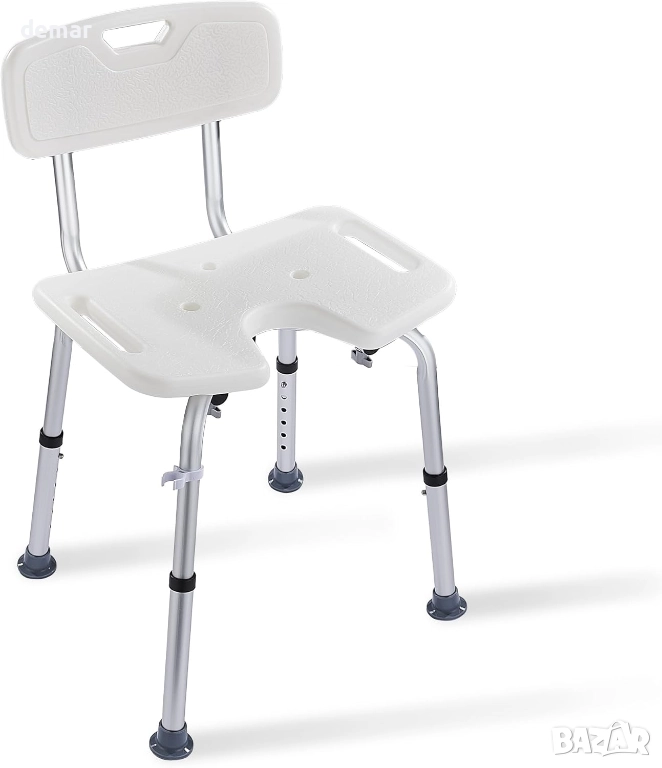 Душ стол с облегалка, U-образен, с регулируема височина на 6 нива, снимка 1
