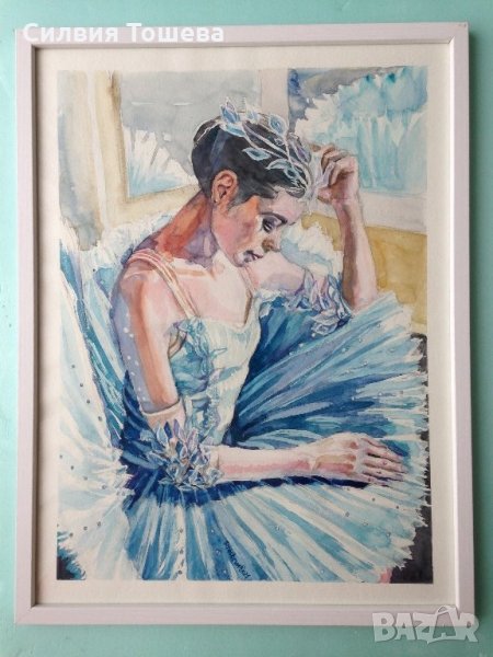 Релакс в синьо #акварел #оригиналнакартина #балерина #изгоднацена, снимка 1