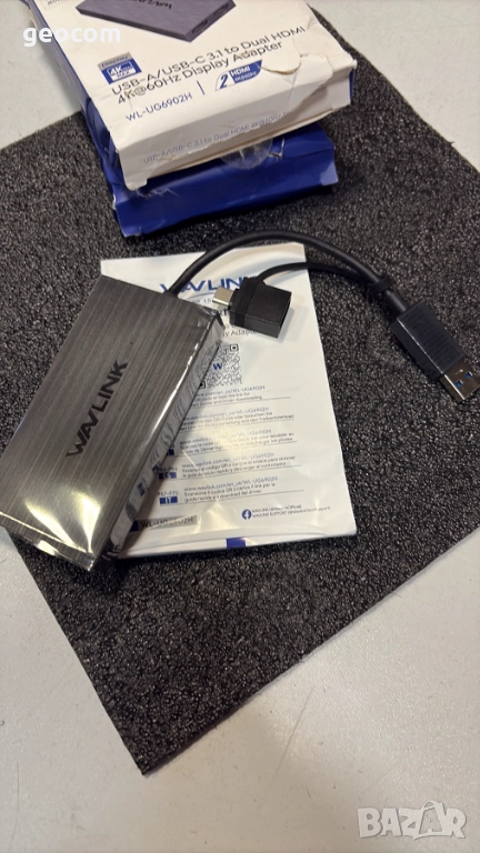 WavLink USB-A/USB-C to Dual HDMI 4K@60Hz Display Adapter, снимка 1