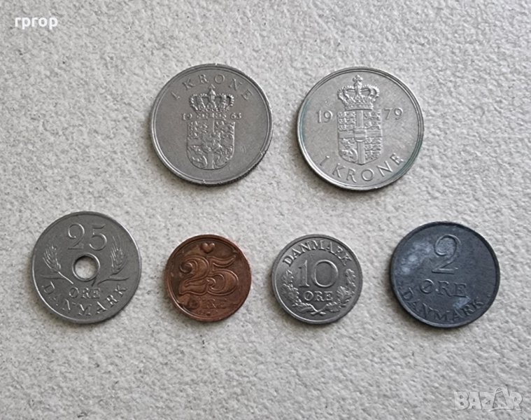 Монета. Дания . Датски крони. 6 бр. в Нумизматика и бонистика в гр ...