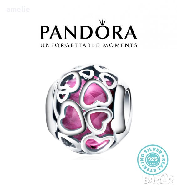 Талисман Пандора сребро проба 925 Pandora Lots of Hearts. Колекция Amélie, снимка 1