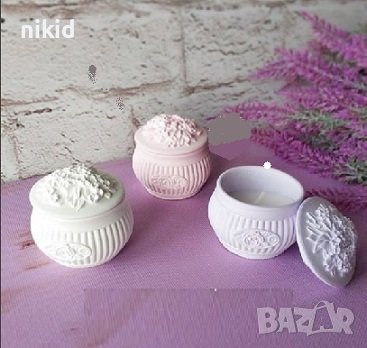 2 части кутия буркан с лавандула силиконов молд форма за направа с фондан гипс декор за бижута и др., снимка 1