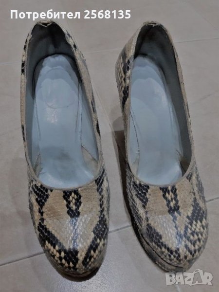 Оригинални Обувки Естествена Змийска кожа закупени от Франция, Висок Ток и Платформа,№ 36, снимка 1