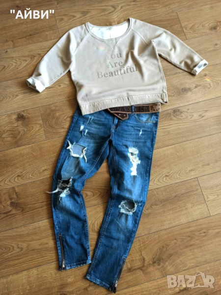 ZARA дамски дънки и блуза, снимка 1