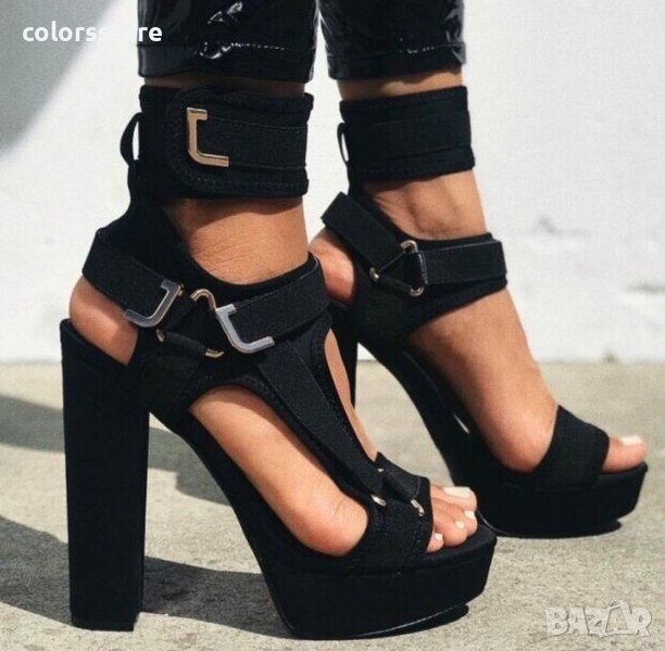 Сандали на ток - черни, снимка 1