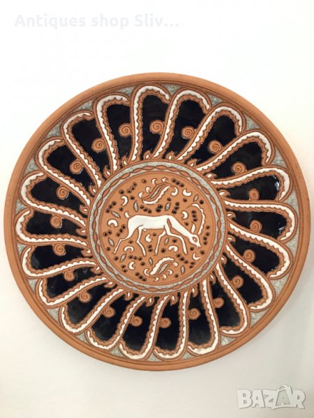 Ръчно изработена керамична чиния с емайл №511, снимка 1