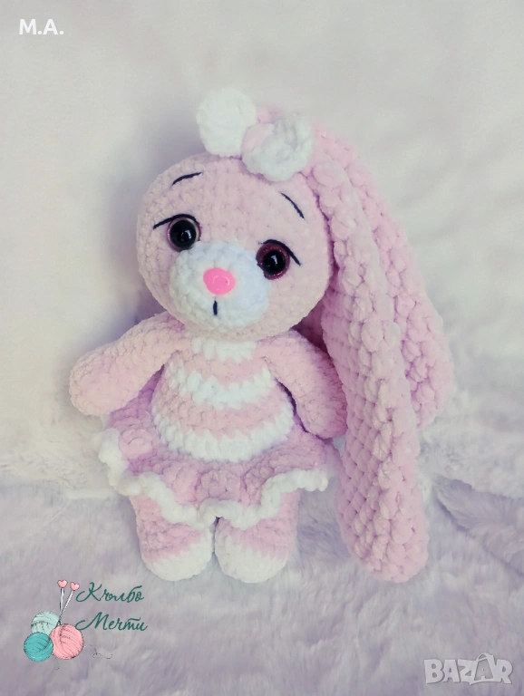 Зайче с дълги уши - ръчна изработка , снимка 1