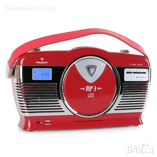 RCD-70 Ретро Винтидж касетофон с радио FM/CD/MP3/USB и батерия, снимка 1