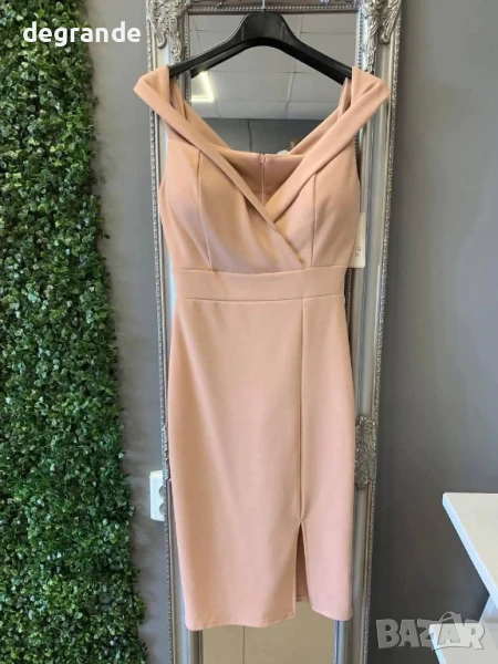 Елегантна дамска рокля цвят праскова, снимка 1
